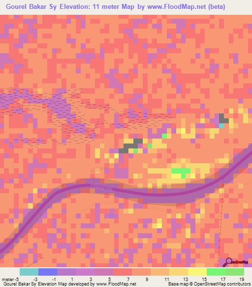 Gourel Bakar Sy,Mauritania Elevation Map