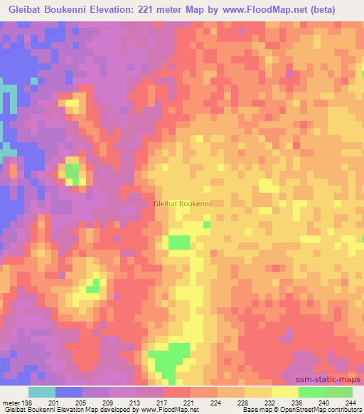 Gleibat Boukenni,Mauritania Elevation Map