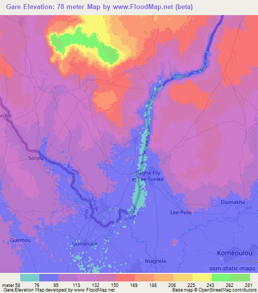 Gare,Mauritania Elevation Map