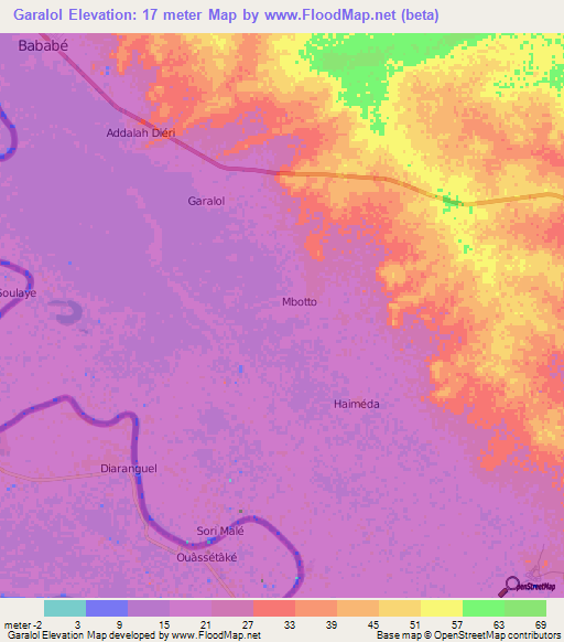 Garalol,Mauritania Elevation Map