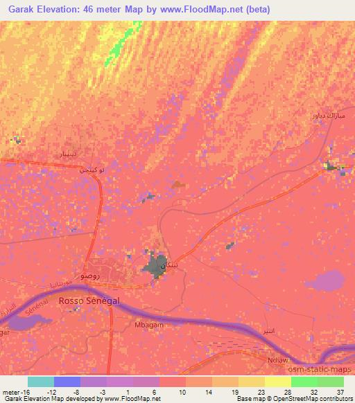 Garak,Mauritania Elevation Map