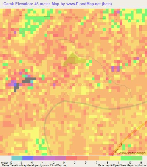 Garak,Mauritania Elevation Map