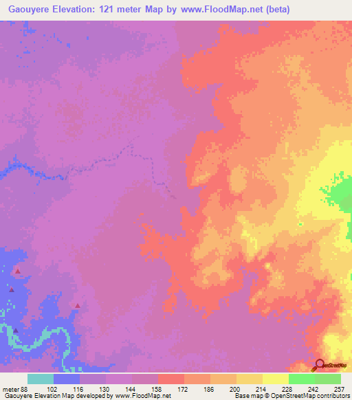 Gaouyere,Mauritania Elevation Map