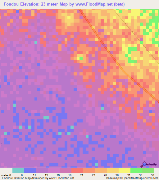 Fondou,Mauritania Elevation Map