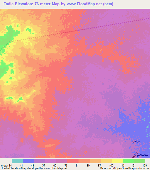 Fadia,Mauritania Elevation Map