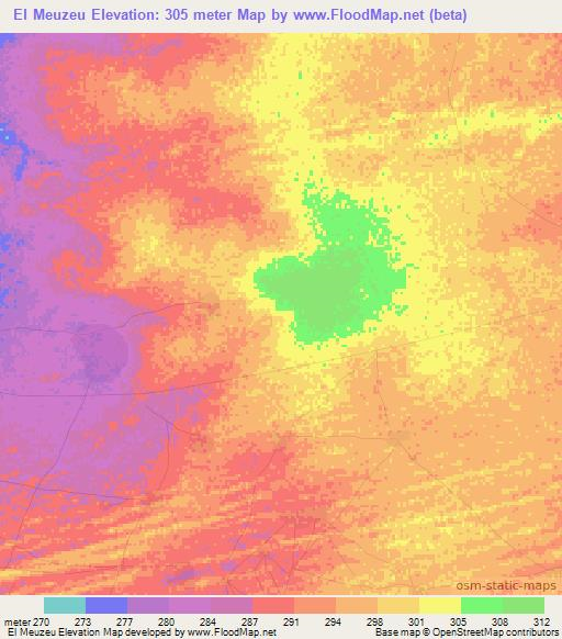 El Meuzeu,Mauritania Elevation Map