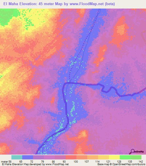 El Maha,Mauritania Elevation Map