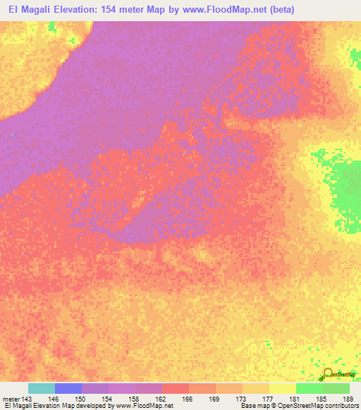 El Magali,Mauritania Elevation Map