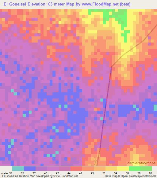 El Goueissi,Mauritania Elevation Map