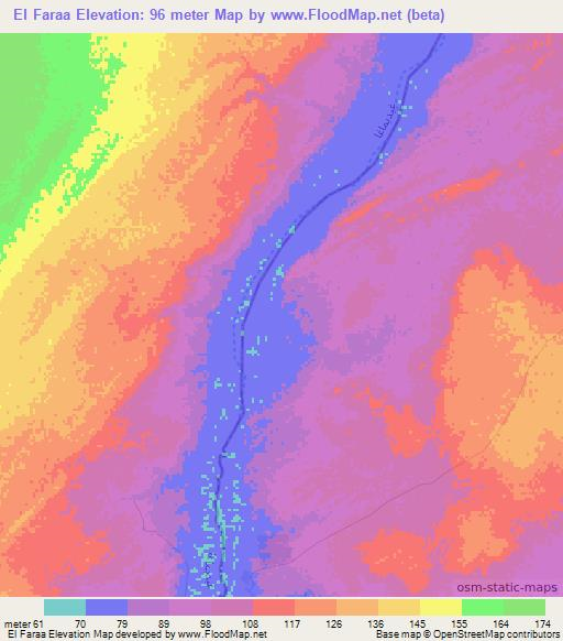 El Faraa,Mauritania Elevation Map