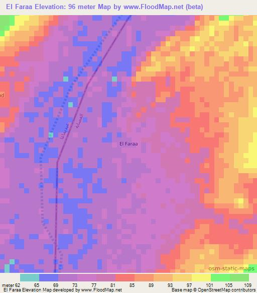 El Faraa,Mauritania Elevation Map
