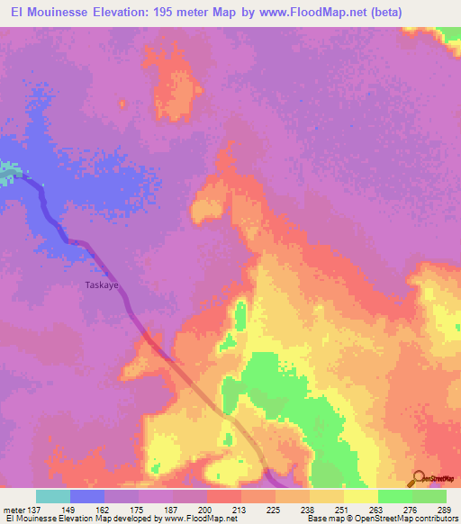 El Mouinesse,Mauritania Elevation Map