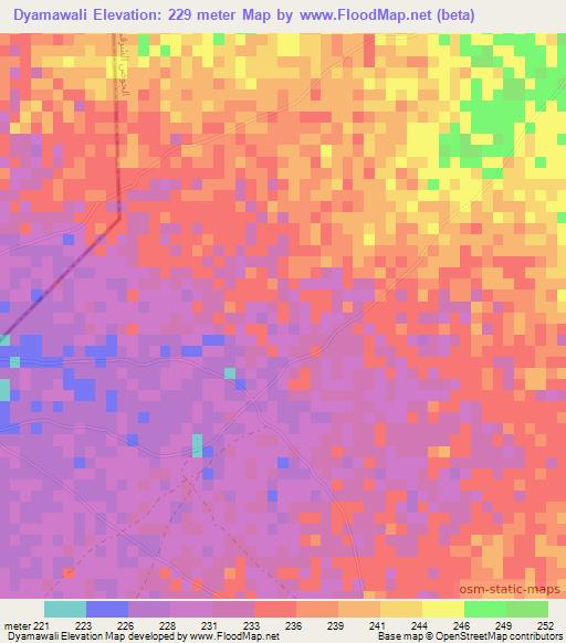 Dyamawali,Mauritania Elevation Map