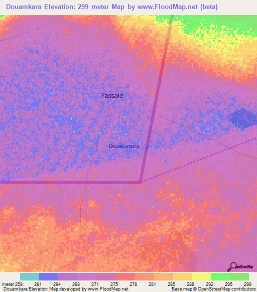 Douamkara,Mali Elevation Map