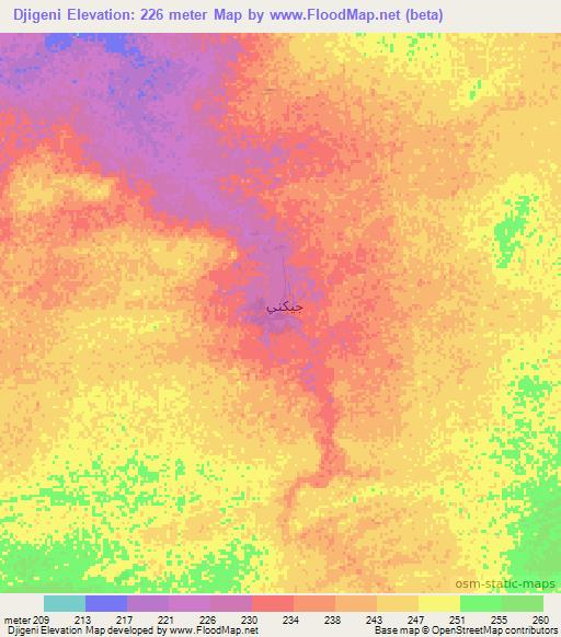 Djigeni,Mauritania Elevation Map