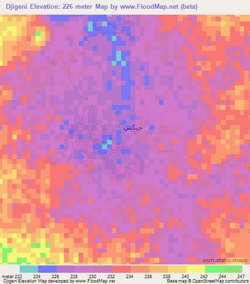 Djigeni,Mauritania Elevation Map