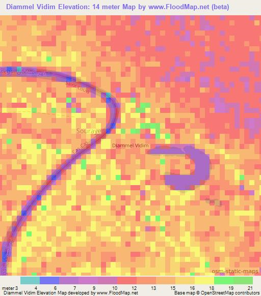 Diammel Vidim,Mauritania Elevation Map