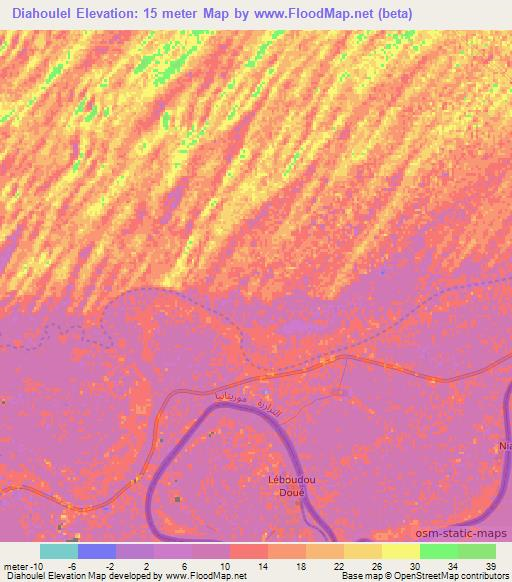 Diahoulel,Mauritania Elevation Map