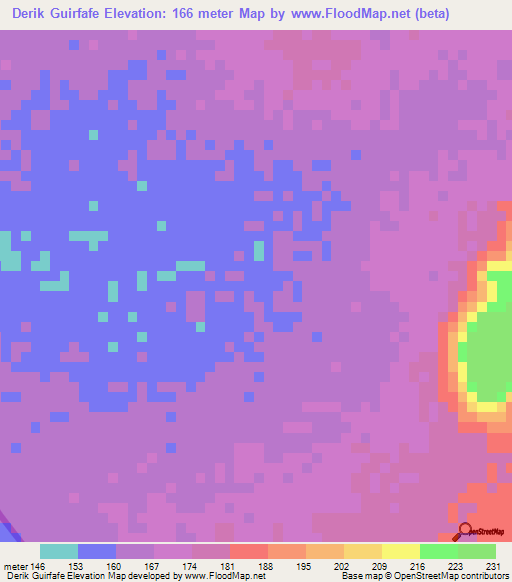 Derik Guirfafe,Mauritania Elevation Map