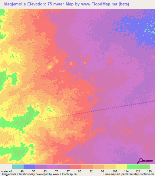 Idegjemolla,Mauritania Elevation Map