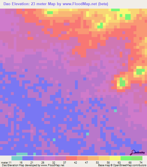 Dao,Mauritania Elevation Map