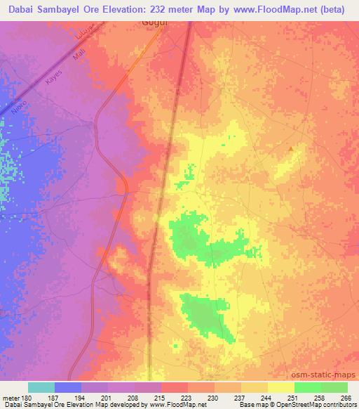 Dabai Sambayel Ore,Mauritania Elevation Map