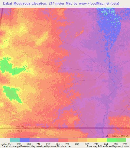 Dabai Moutraoga,Mauritania Elevation Map