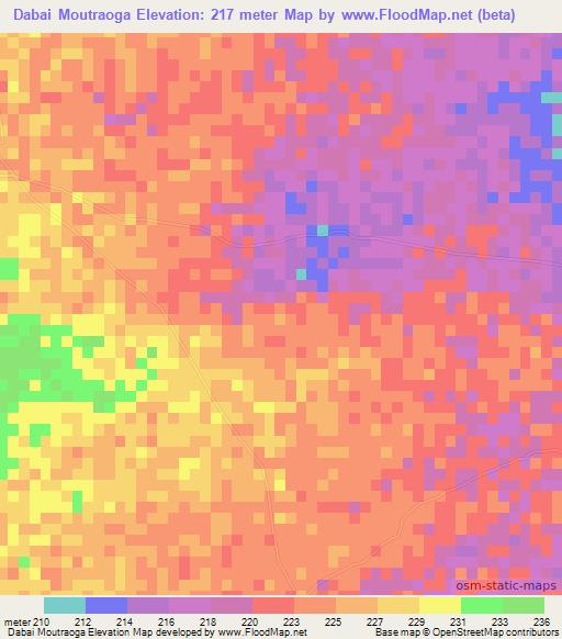 Dabai Moutraoga,Mauritania Elevation Map