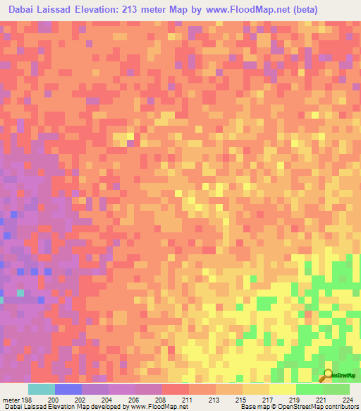Dabai Laissad,Mauritania Elevation Map