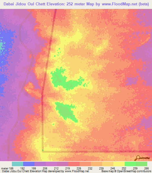Dabai Jidou Oul Chett,Mauritania Elevation Map