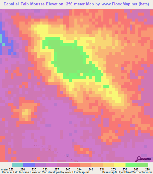 Dabai el Talb Mousse,Mauritania Elevation Map