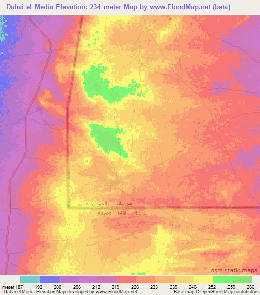 Dabai el Media,Mauritania Elevation Map