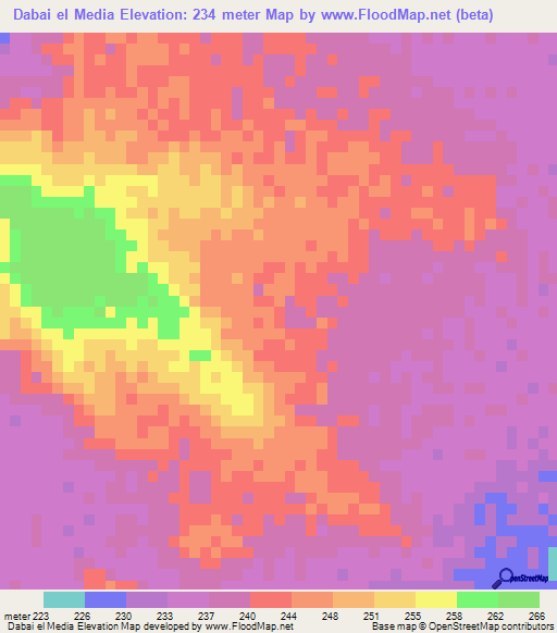 Dabai el Media,Mauritania Elevation Map