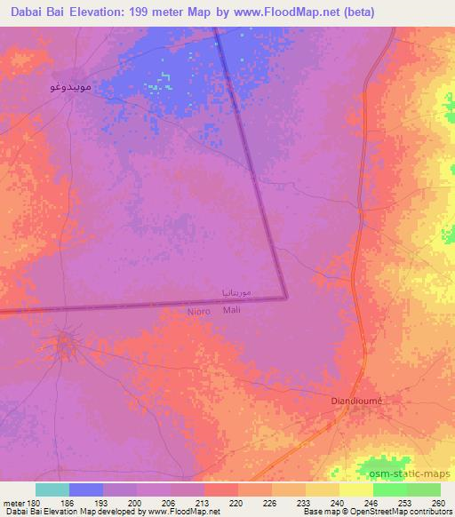 Dabai Bai,Mauritania Elevation Map