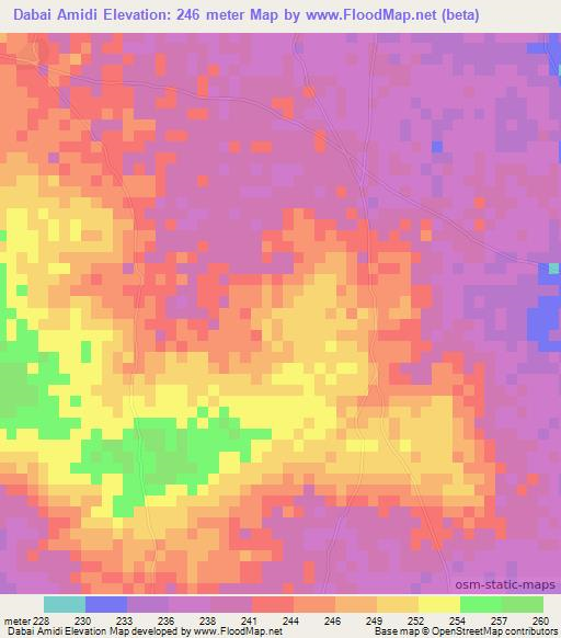 Dabai Amidi,Mauritania Elevation Map