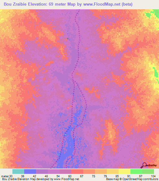 Bou Zraibie,Mauritania Elevation Map