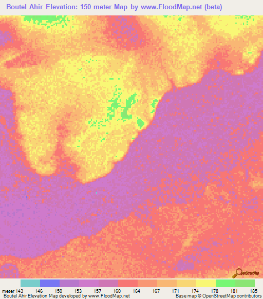 Boutel Ahir,Mauritania Elevation Map