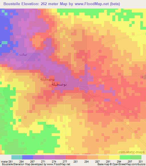 Bousteile,Mauritania Elevation Map