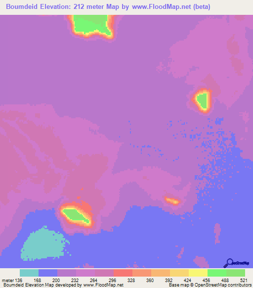 Boumdeid,Mauritania Elevation Map