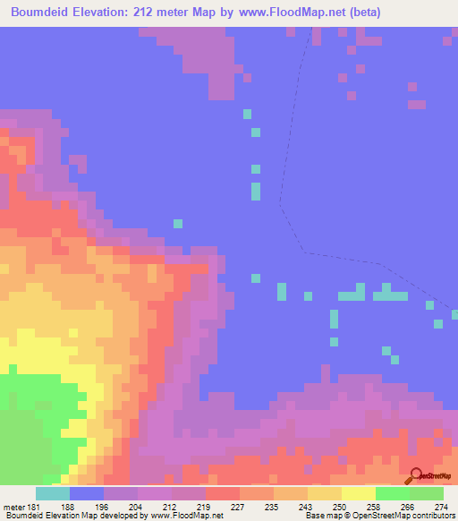 Boumdeid,Mauritania Elevation Map
