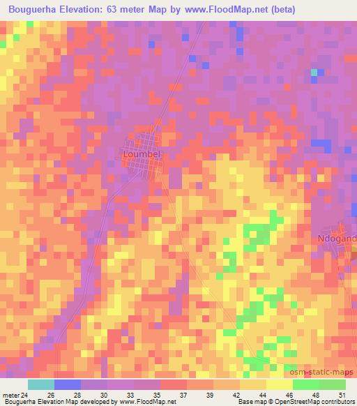 Bouguerha,Mauritania Elevation Map