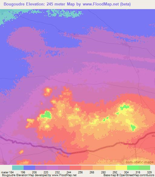 Bougoudre,Mauritania Elevation Map