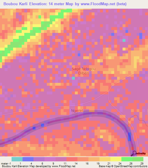 Boubou Karli,Mauritania Elevation Map