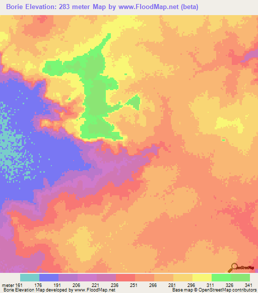Borie,Mauritania Elevation Map