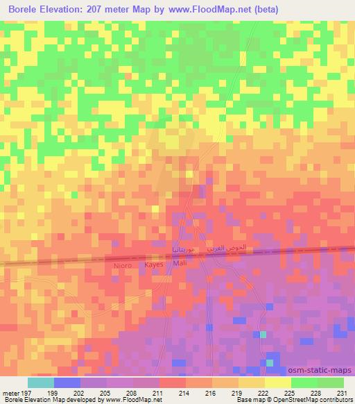 Borele,Mauritania Elevation Map