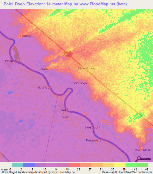 Bolol Dogo,Mauritania Elevation Map