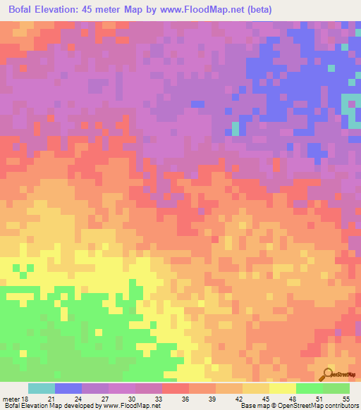 Bofal,Mauritania Elevation Map