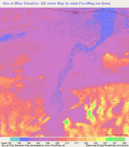 Bou el Mhar,Mauritania Elevation Map