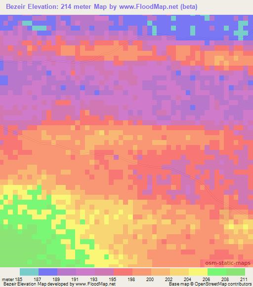 Bezeir,Mauritania Elevation Map