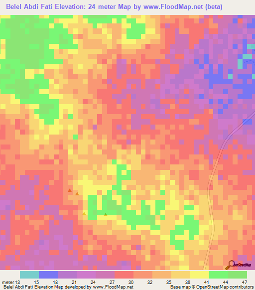 Belel Abdi Fati,Mauritania Elevation Map